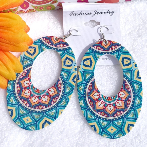 Independent Jewelry - New Large Boho Festival Earrings Wood Dangle Hoops